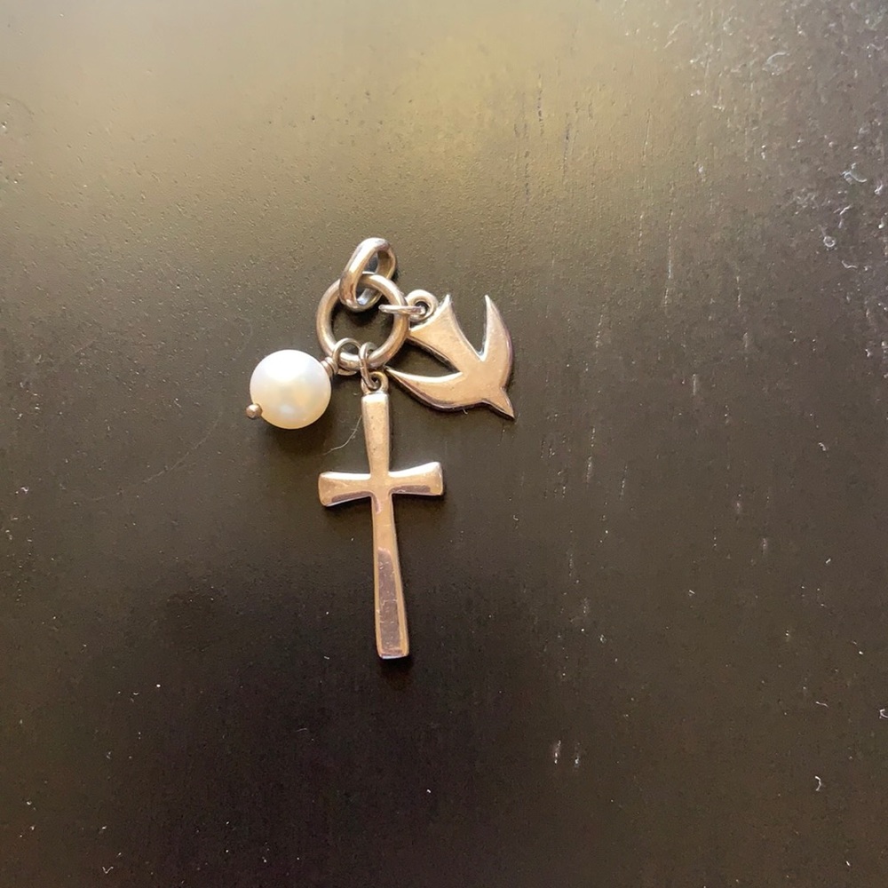 James Avery Cross, Dove, Pearl Pendant Necklace